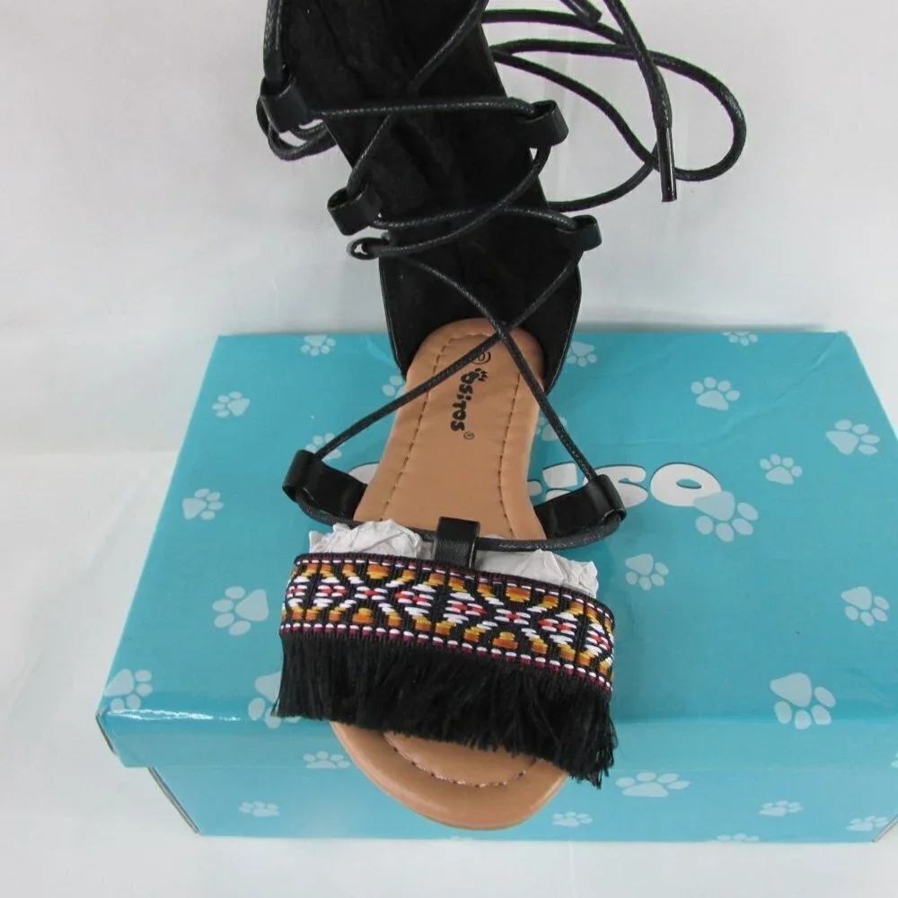 NEW Toddler Girl's Gladiator Sandals - Black Geometric
